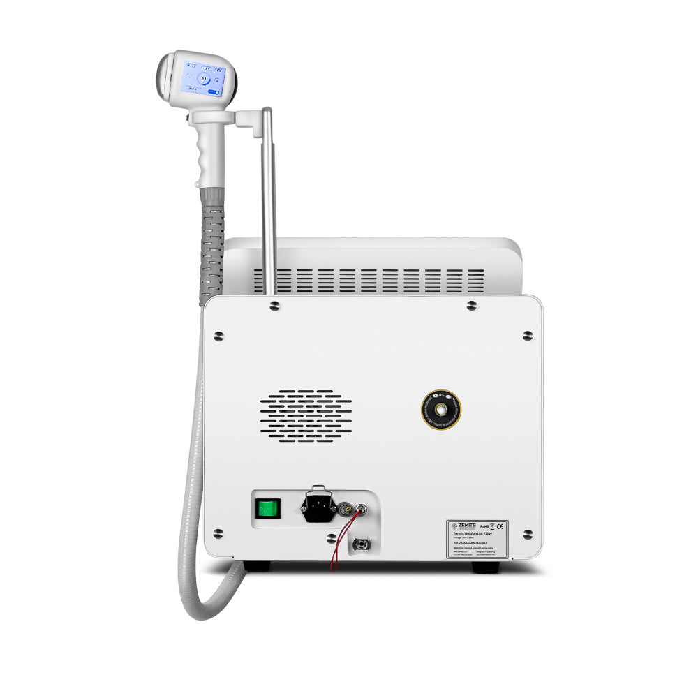 Rear of Zemits Quidion Lite compact laser hair removal device
